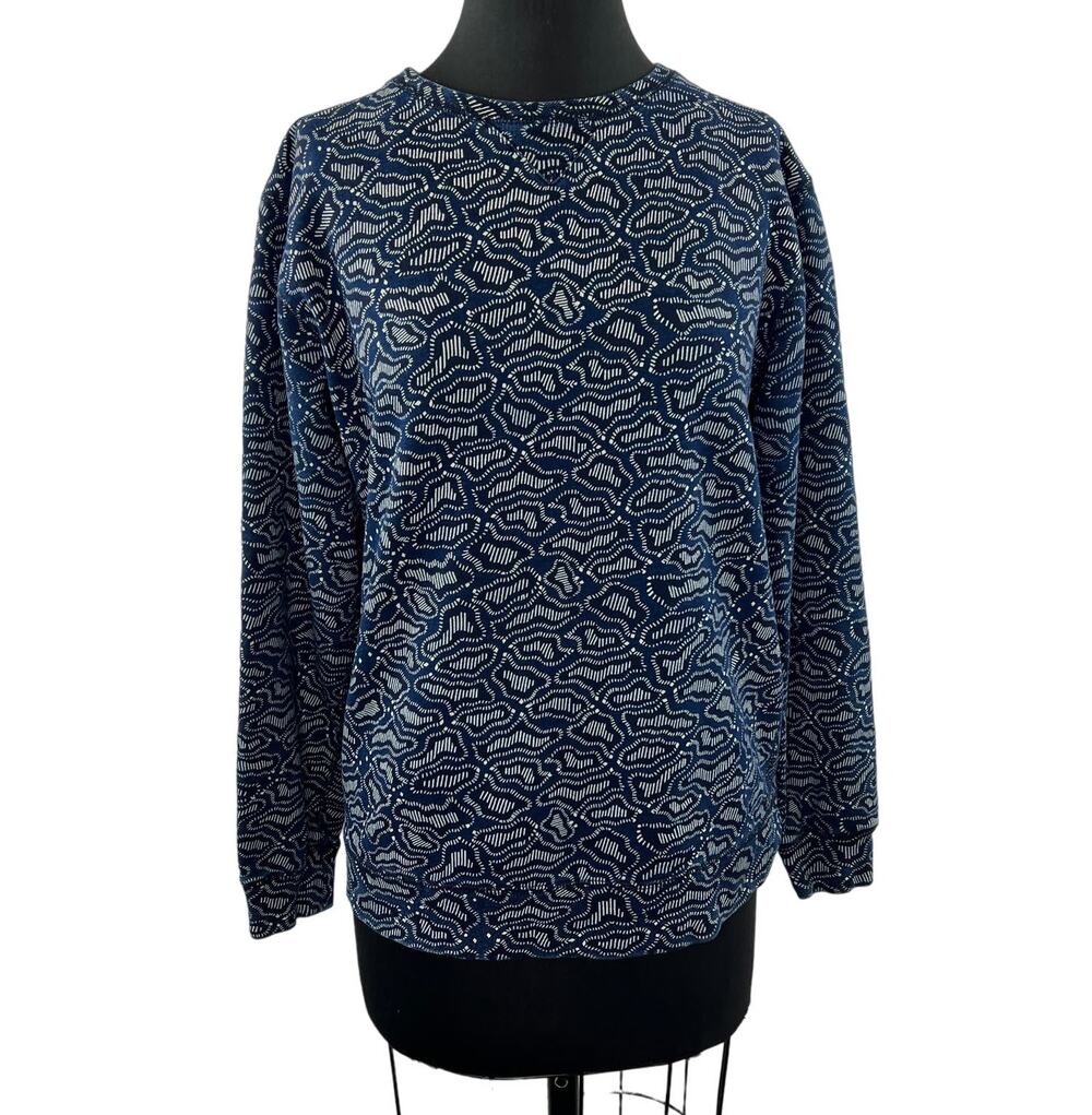 Scotch & Soda Blue White Sweatshirt Geometric Abstract Crew Neck Size Small S